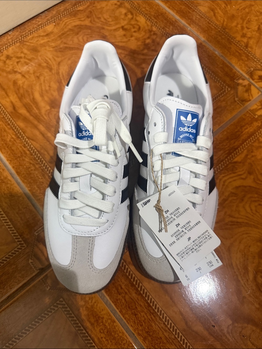 White and Black Samba-Style Women’s Sneaker - Picture 3 of 5